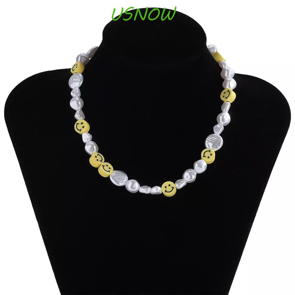 Vòng cổ Baroque Mặt Cười Đính Ngọc Trai Phong Cách Hàn Quốc Cho Nữ