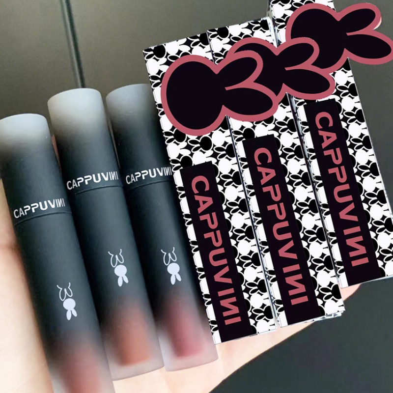 Son Môi Cappuvini Màu Đen Làm Bóng Lì