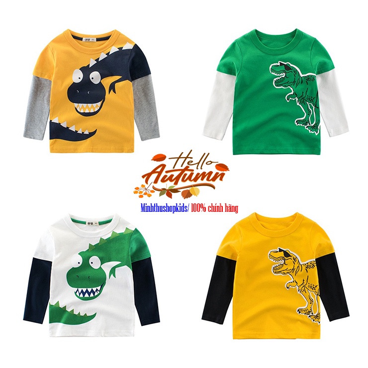 Áo dài tay cho bé 27KIDS in hình khủng long chất cotton hàng xuất Âu Mỹ