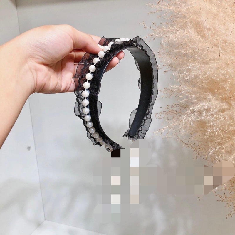 Bờm tóc nữ ren hạt cao cấp