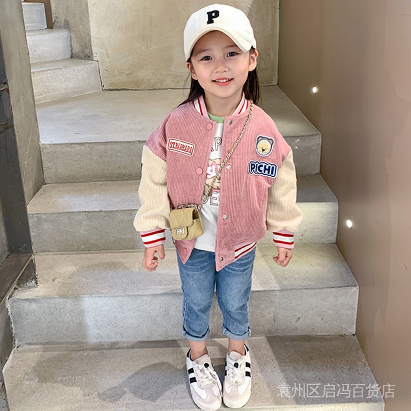 Áo Khoác Bóng Chày Bằng Vải Nhung Thời Trang Xuân Thu 2022 Phong Cách Mới Cho Bé Gái