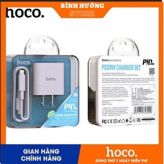 Bộ sạc nhanh hoco c76 plus kèm cáp type-c to lightning sạc nhanh 3a, pd 20w iphone/ipad