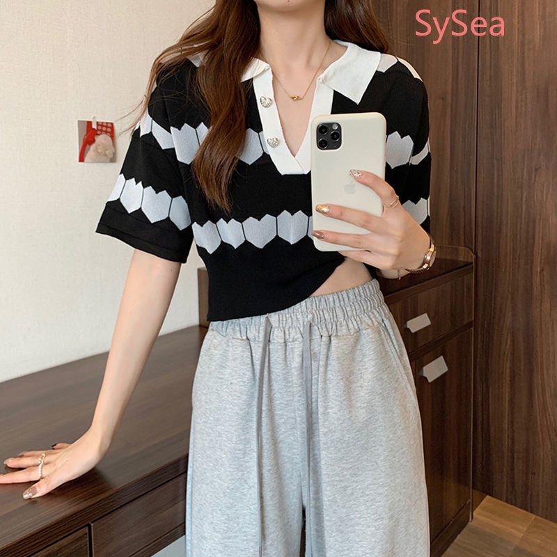 Áo Dệt Kim Cổ Polo Thời Trang Mùa Hè Hàn Quốc Cho Nữ