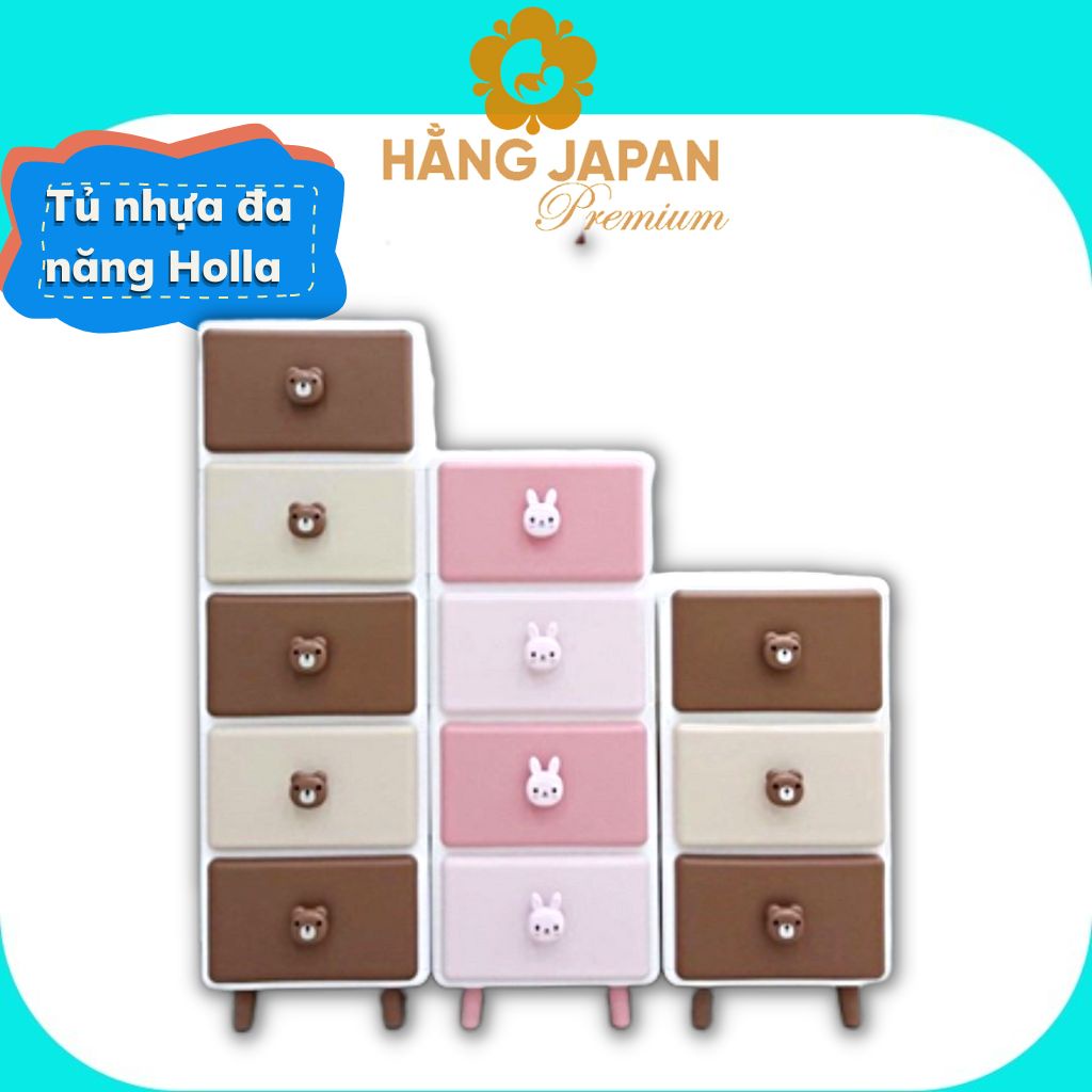 Tủ nhựa đa năng Gấu Thỏ Holla Cao Cấp 3 tầng/ 4 tầng