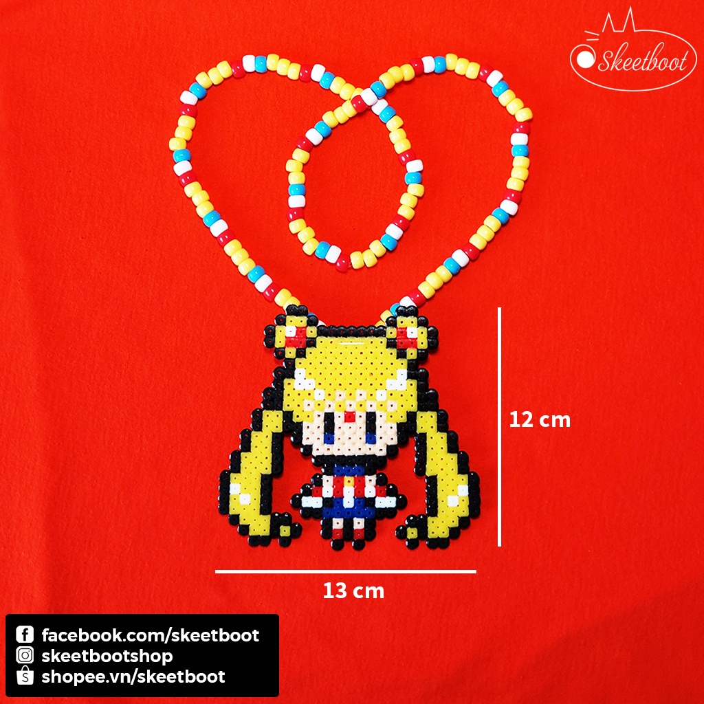 Vòng kandi Sailor Moon - vòng cổ perler Thủy thủ mặt trăng Usagi - phụ kiện edm festival đẹp Hà Nội