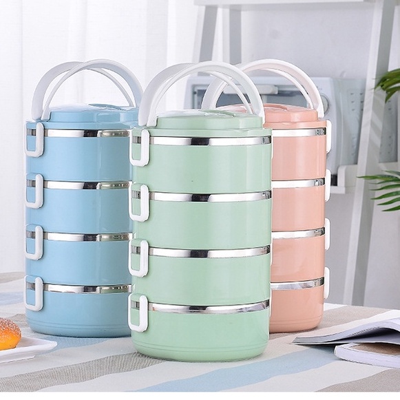HỘP CƠM GIỮ NHIỆT LÚA MẠCH 4 TẦNG - HỘP ĐỰNG ĐỰNG CƠM CANH VĂN PHÒNG