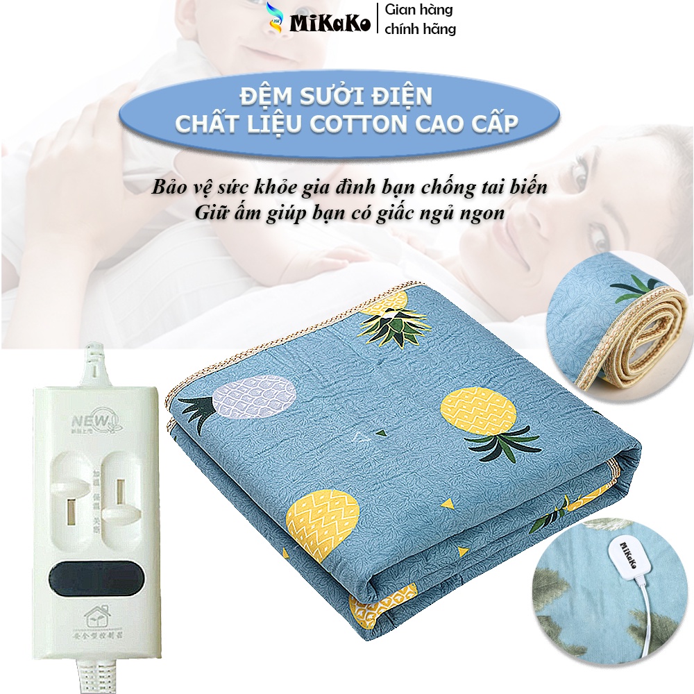 Đệm Sưởi Ấm MiKaKo - Chăn Điện Chất Liệu Cotton- Dùng Cho Gia Đình, Spa, Massage. Đủ Mọi Kích Thước Giường