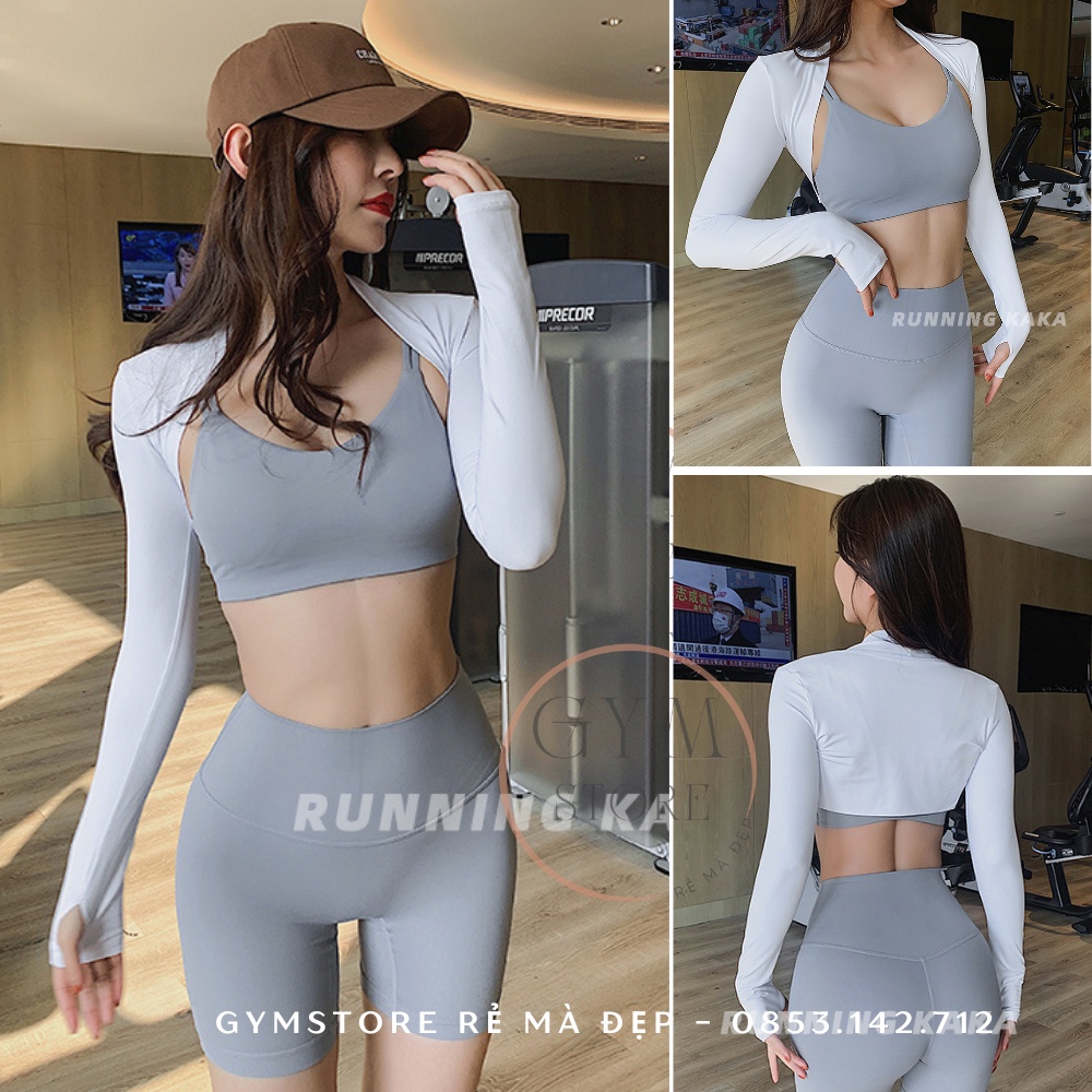 Áo khoác chống nắng tập Gym Yoga Năng động, áo cardigan lửng thun co giãn thoáng mát Đồ Tập Rẻ Đẹp GYMSTORE 099