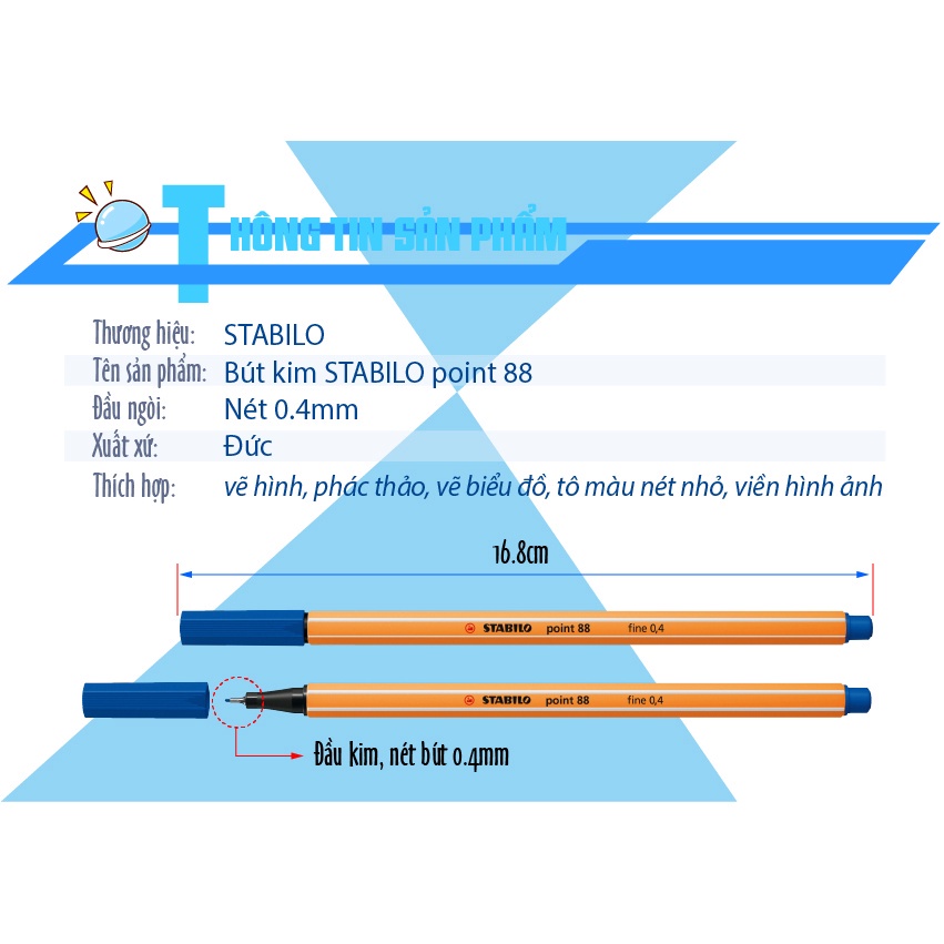 Combo Bộ Bút kim STABILO point 88 0.4mm - 3/6/9 màu