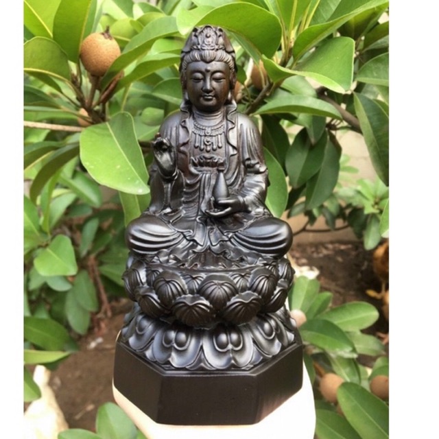 Tượng phật ông, phật bà ( phật a di đà , quán thế âm bồ tát ) làm từ gỗ trắc đỏ đen cao 15 cm để xe ô tô