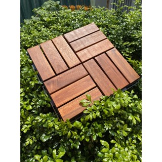 Combo 10 tấm sàn gỗ vỉ nhựa lót sàn Goodwood, gỗ tự nhiên cho ban công, ngoài trời, sân vườn, siêu bền