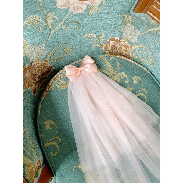 Lúp cô dâu, cài tóc, kẹp tóc cho bé màu trắng và màu hồng vải voan mềm