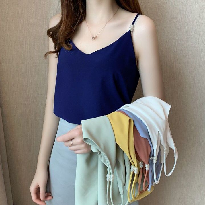 Áo hai dây nữ lụa satin xinh xắn, Áo 2 dây mặc vest/blazer