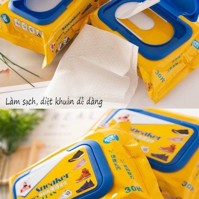Khăn lau giầy siêu sạch, Giấy vệ sinh giày dép Loại 1  làm sạch sneaker ố, bẩn lau túi xách - MACHIKA