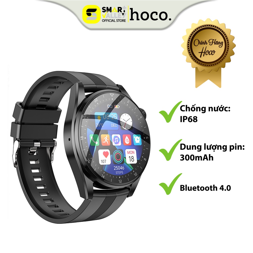 Đồng Hồ Thông Minh HOCO Y9, Màn Hình Cảm Ứng, Bluetooth 4.0, Chống Nước IP68, Theo Dõi Nhịp Tim, Huyết Áp.