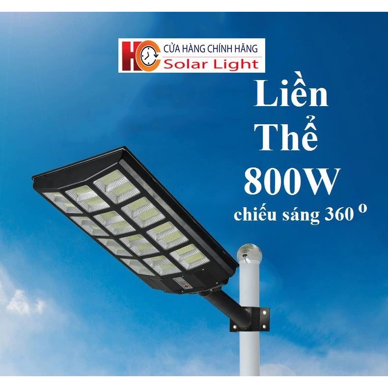 Đèn năng lượng mặt trời liền thể HC Solar light 800W, 12 Khoang, Vỏ nhựa ABS, Tấm pin liền, Cảm biến chuyển động