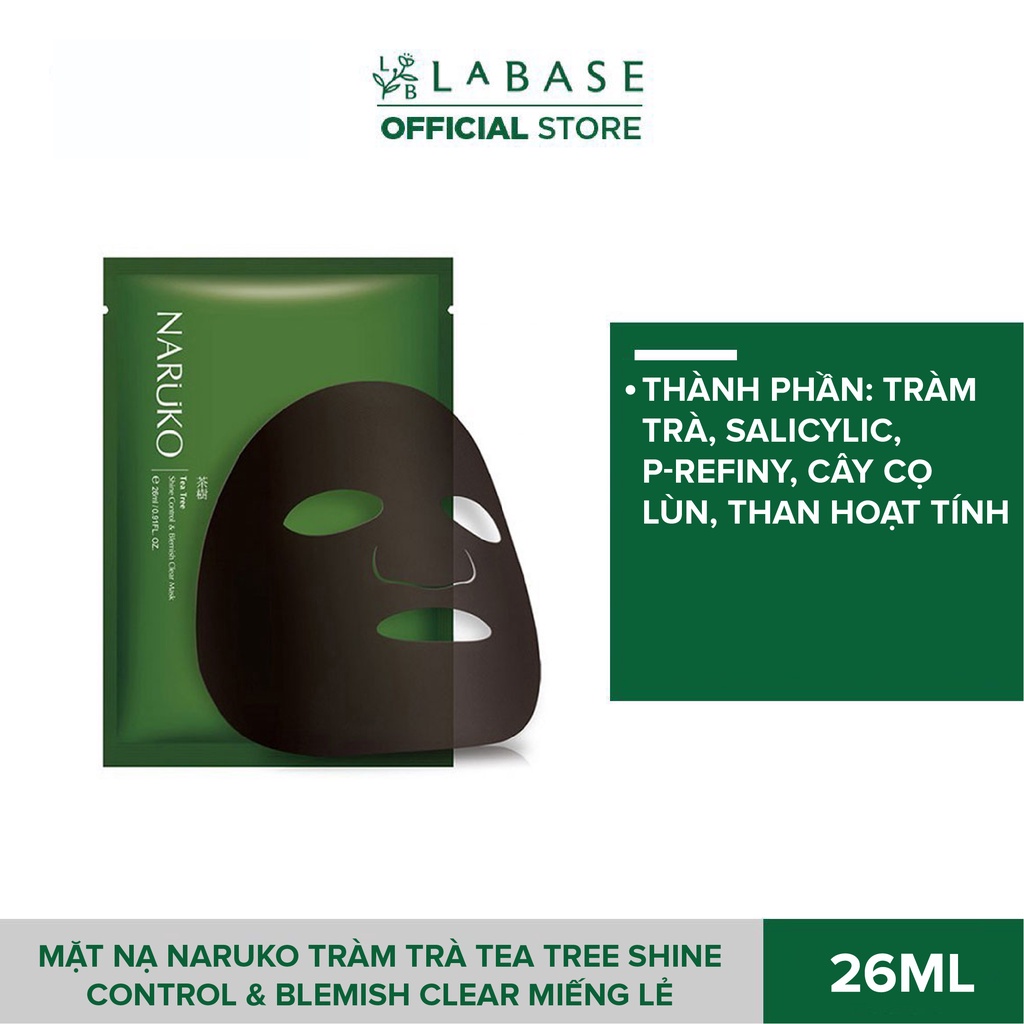 Mặt nạ Naruko Tràm Trà Tea Tree Shine Control & Blemish Clear Miếng lẻ 26ml