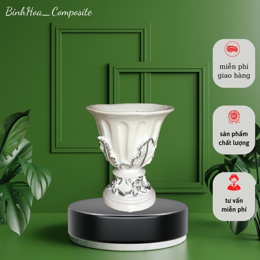 Bình hoa lá s2 composite mã bh30, lọ cắm hoa cao cấp, bình hoa trang trí