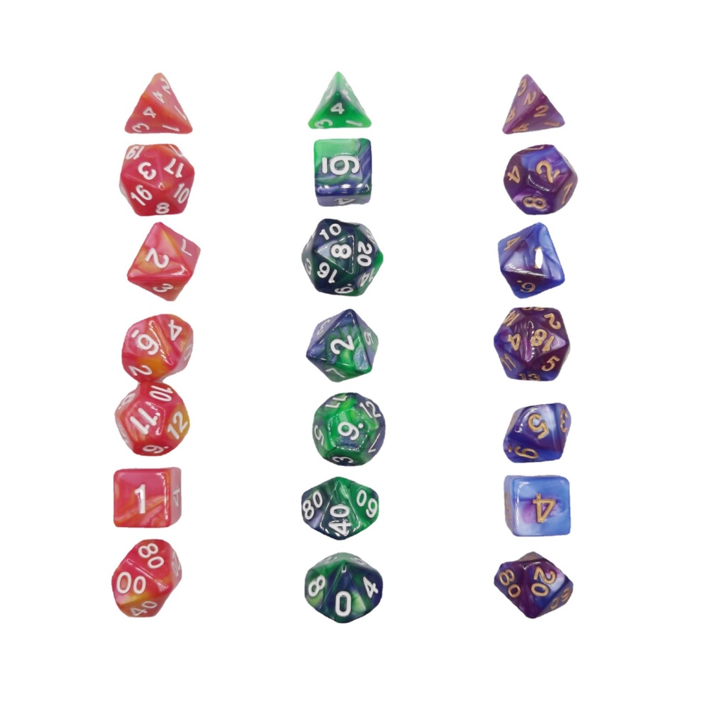 Bộ 7 Viên Xúc Xắc Bằng Polyhedral Lấp Lánh DND Bằng Acrylic Tiện Dụng Cho Gia Đình