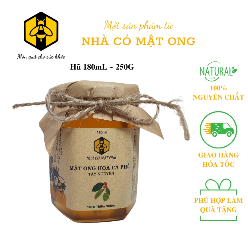 Mật ong nguyên chất hoa cà phê Tây Nguyên 100% tự nhiên làm quà tặng (tặng kèm que lấy mật ong gỗ thông)