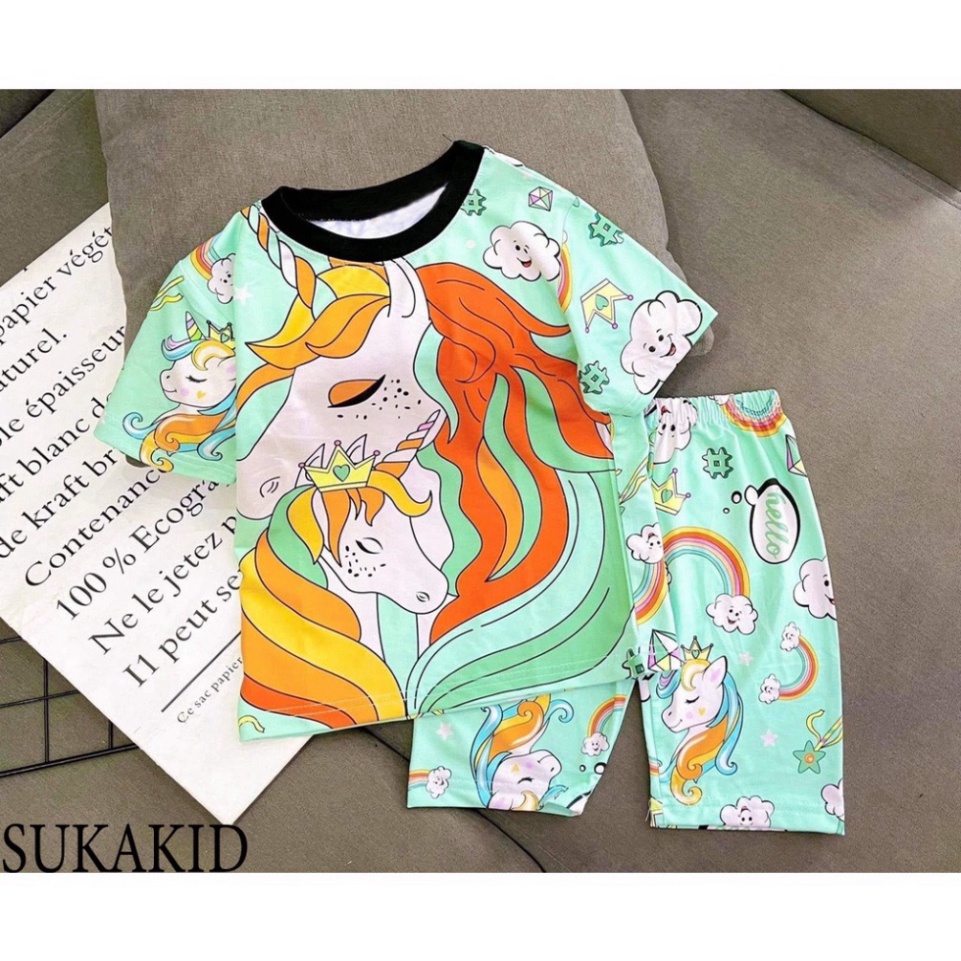 ( Km ) ( Khuyến mãi ) Combo 3 Đồ bộ bé gái siêu đẹp hình in 3D chất liệu thoáng mát mềm mịn co hình mèo,ngựavà mecki 6kg