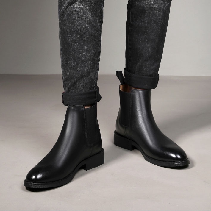 Giày da chelsea boots MĐ GG1071 da lì chống nhăn loại tốt, có may đế