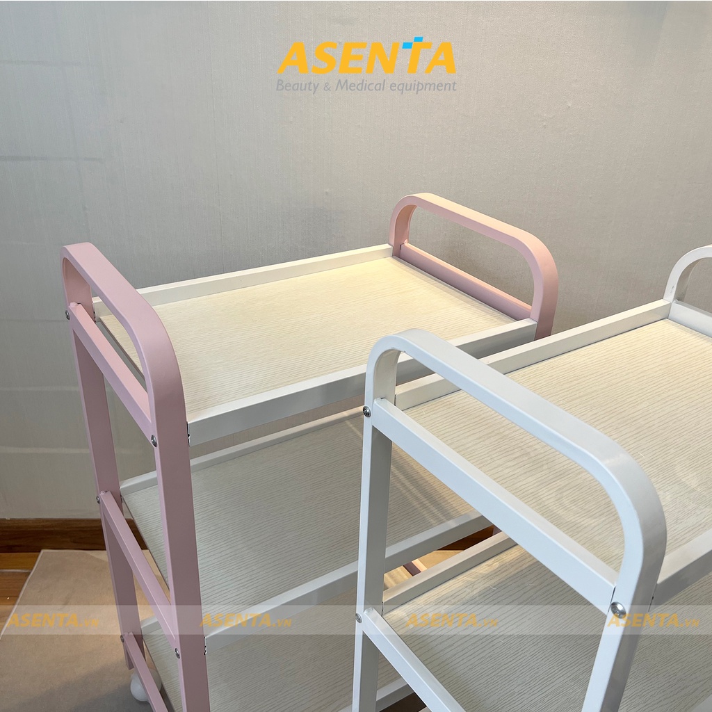 Xe đẩy Spa 3 tầng - Kệ Spa 3 tầng sang trọng, có bánh - Sơn tĩnh điện, chịu lực tốt HMTL-5050 màu Trắng,Xanh,Hồng