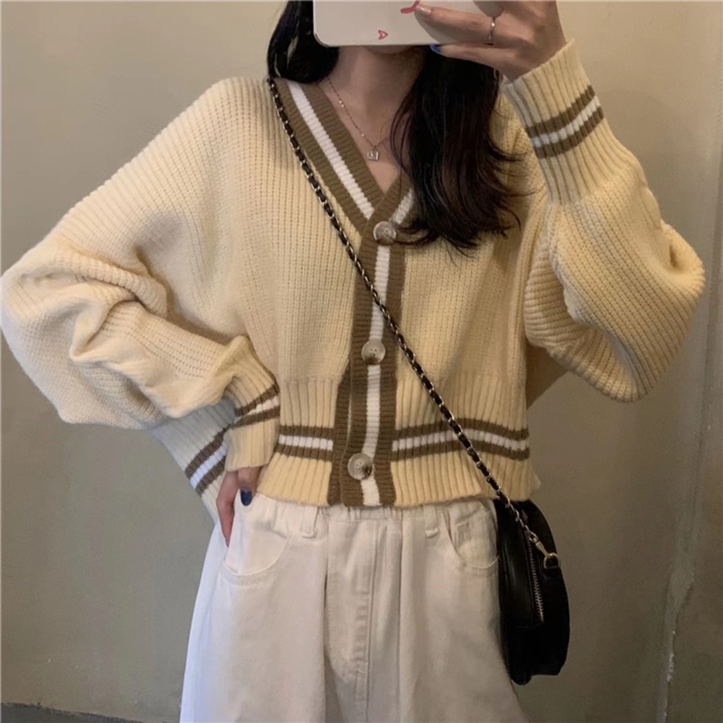 SUXI Áo Khoác Cardigan Dệt Kim Tay Dài Cổ Chữ V Dáng Rộng Thời Trang Thu Đông Dành Cho Nữ