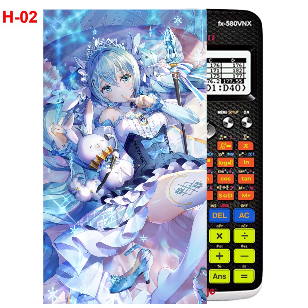 Decal Máy tính CASIO fx570, fx580...anime Vocaloid nhân vật Hatsune Miku (36 mẫu khác nhau)