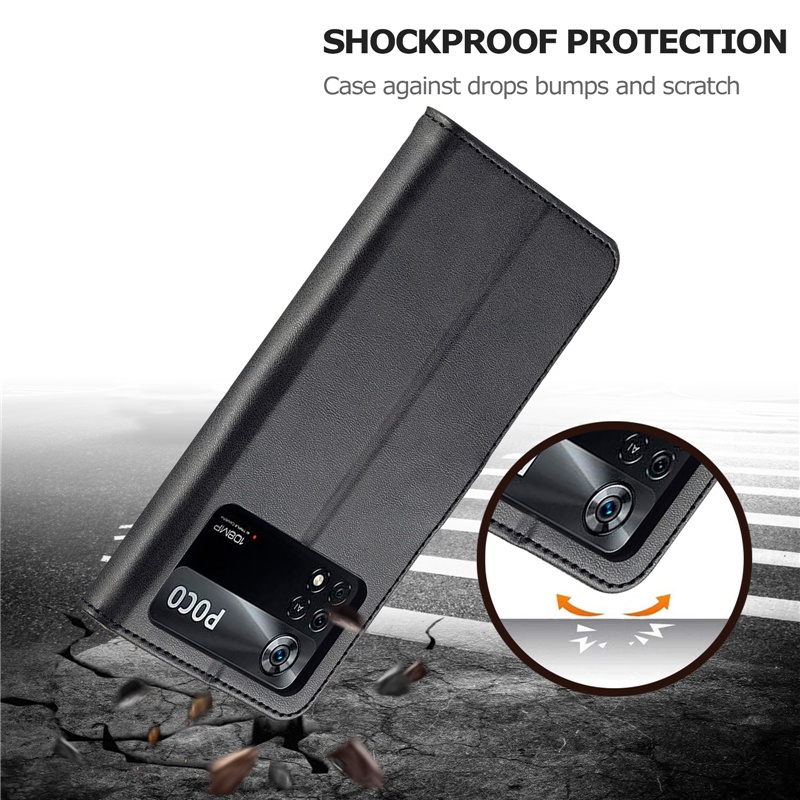 Bao Da Điện Thoại PU Dạng Ví Nắp Lật Cho Xiaomi Poco M4 Pro M5 M5s M4 X4 Pro X4 GT X4 NFC F4 4G 5G Ốp