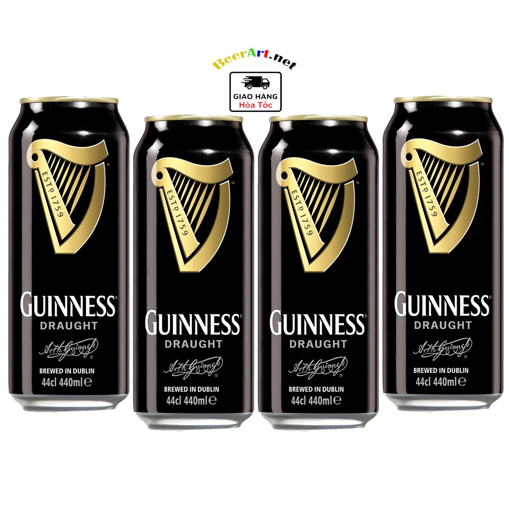 Lốc 4 Lon Bia Guinness Draught Stout 4,2% Ireland (440ml)