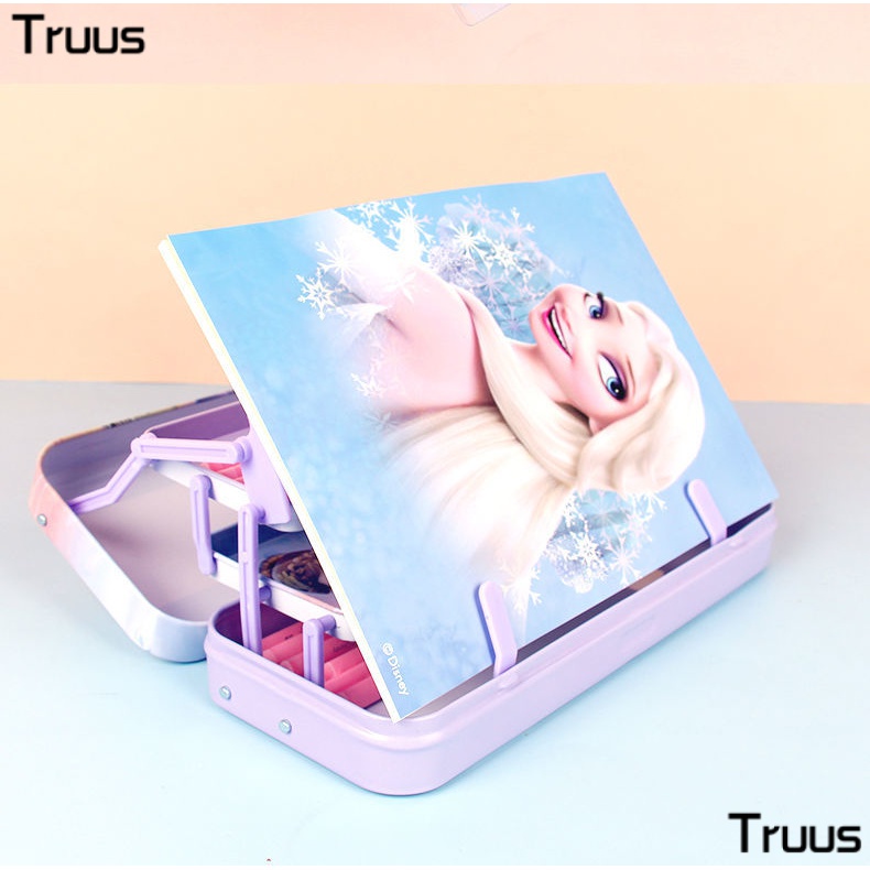 Disney Hộp Thiếc Ba Tầng Đựng Bút In Hình Công Chúa Elsa Frozen Cho Học Sinh Tiểu Học