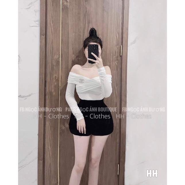 Áo trễ vai  chéo dài tay