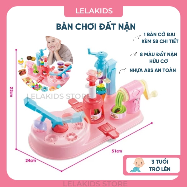 Bộ Đồ Chơi Bàn Đất Nặn Đa Năng Cỡ Lớn 58 Chi Tiết 8 Hộp Đất Nặn Đất Sét Hữu Cơ An Toàn Cho Trẻ Em Từ 3 Tuổi Làm Kem Bánh