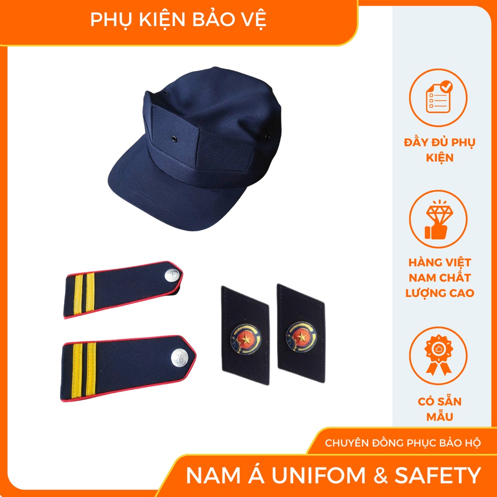 Combo Cầu Vai Bảo Vệ, Ve Áo, Nón kèm sao đồng phục bảo vệ chuyên nghiệp giá rẻ theo quy định thông tư số 8