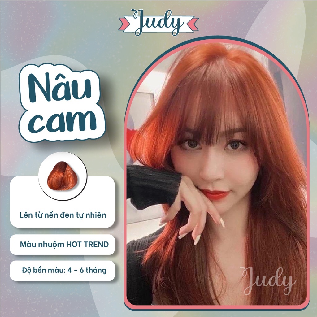 Thuốc nhuộm tóc màu NÂU CAM tại nhà đơn giản + tặng oaxy trợ nhuộm và gang tay,dưỡng tóc bóng mượt, phục hồi hư tổn