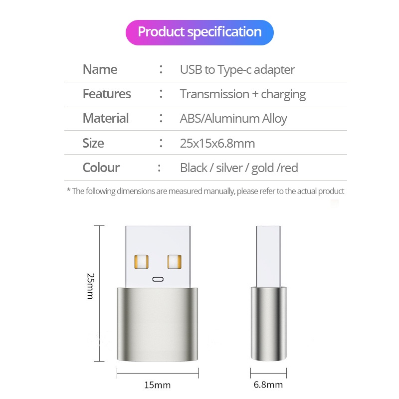 Đầu chuyển đổi FONKEN USB 2.0 sang Type-C cắm Laptop dễ mang theo cho điện thoại di động màu bạc và đen