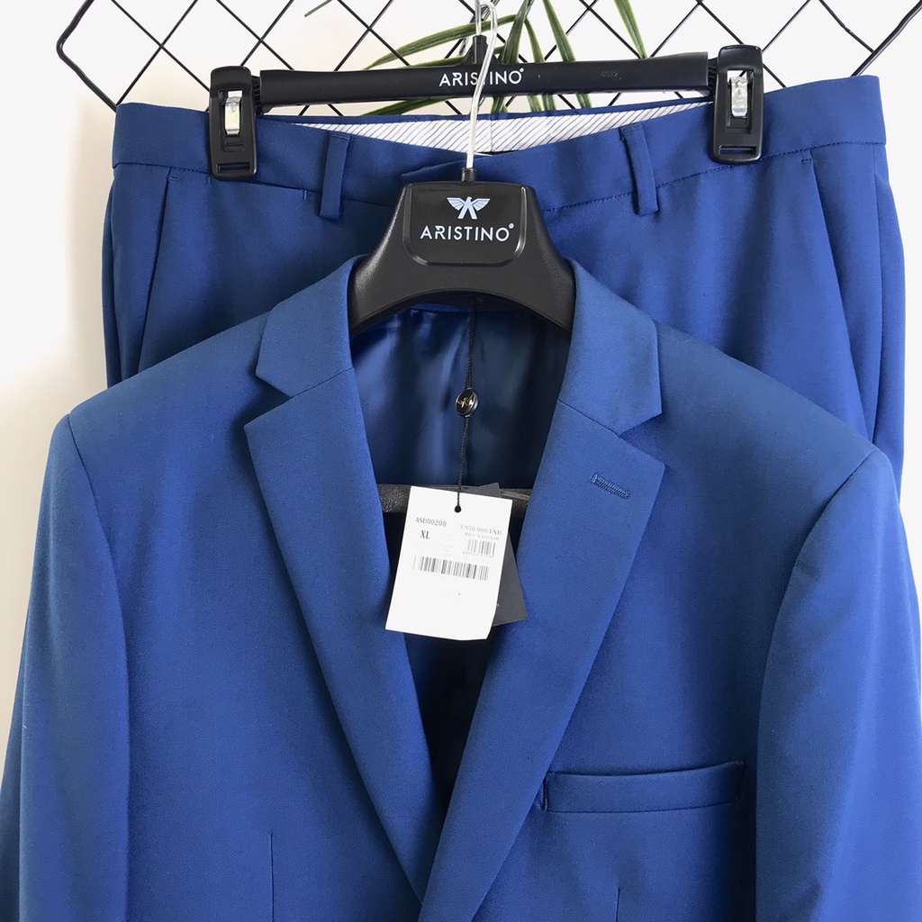 Bộ suit nam ARISTINO cao cấp 2 đường xẻ tà lịch lãm from ôm  ASU00208