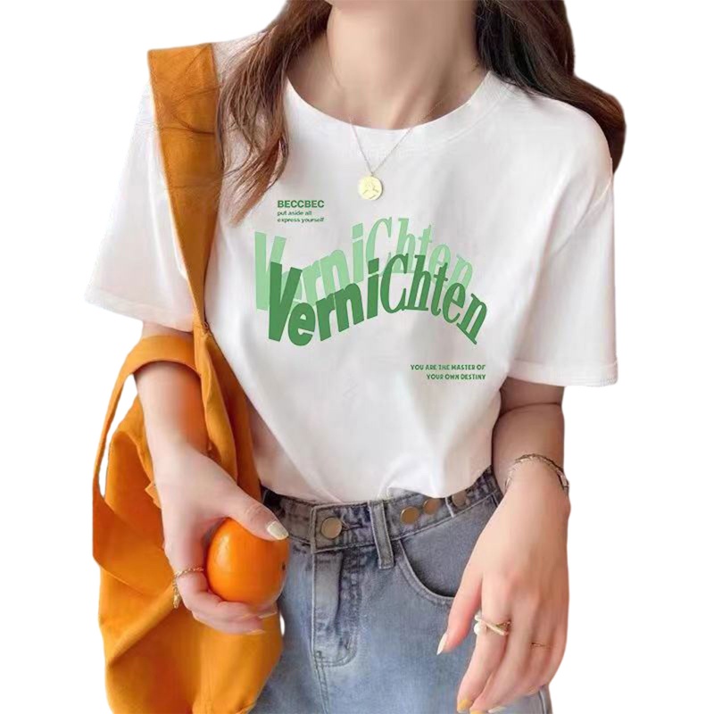 Áo Thun Nữ Tay Ngắn Dáng Rộng In Chữ Thời Trang