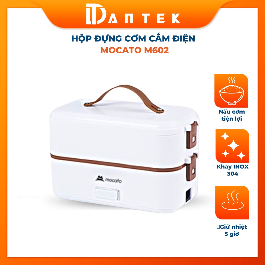 Hộp cơm cắm điện Mocato M601 inox 304 cao cấp, nồi nấu đựng cơm 2 tầng tự sôi mini văn phòng hâm nóng giữ nhiệt đa năng