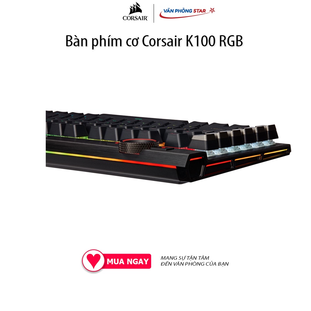 Bàn phím cơ Corsair K100 RGB Trang bị núm xoay đa tác vụ cực kỳ tiện lợi Keycap PBT Doubleshot siêu bền khung kim loại