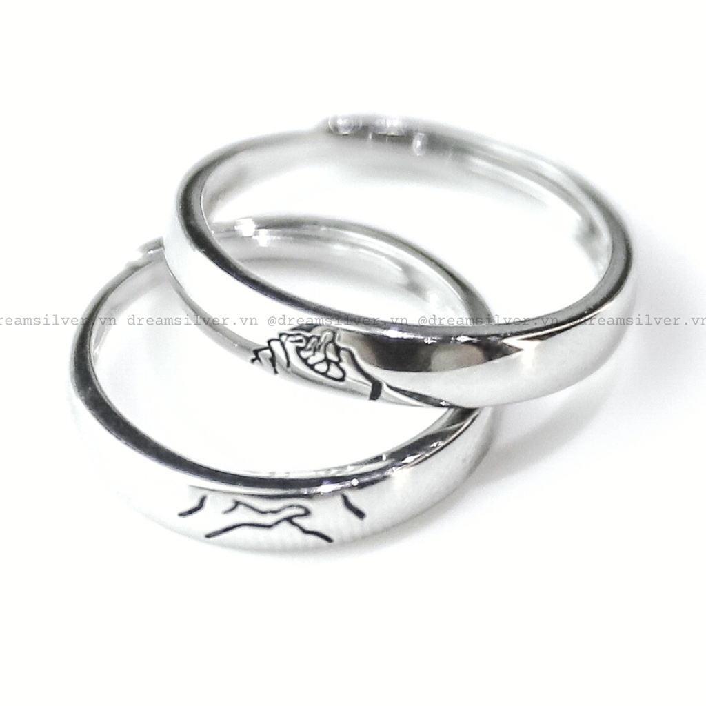 Nhẫn Đôi Bạc Dreamsilver, Nhẫn Cặp Hand in Hand Chỉnh Size ND002