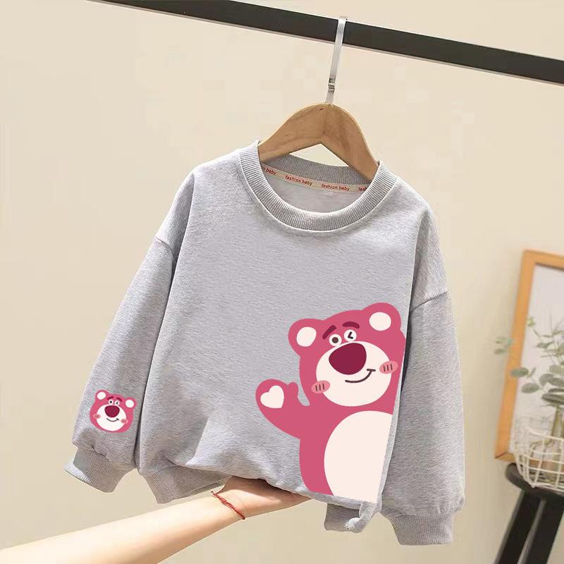 Áo sweater In Hình Gấu Và Dâu Tây Phong Cách Nhật Bản Ngọt Ngào Thời Trang Xuân Thu Cho Bé Gái Trung Niên