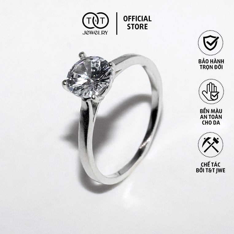 Nhẫn Bạc Nữ s925 Bạc Ý 4 Chấu T&T Jewelry cao cấp NN046