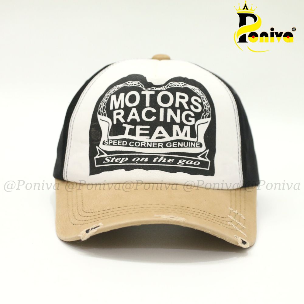 Mũ lưỡi trai ❤️ Nón kết in chữ Motors racing phối tua rua khóa gập cực ngầu form unisex Thời trang PONIVA siêu hot
