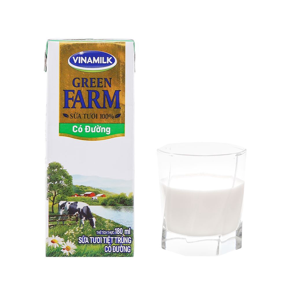 Sữa tươi tiệt trùng có đường Vinamilk Green Farm 180ml