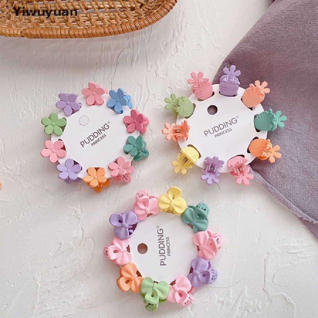 < Yiwuyuan > Set 10 Kẹp Tóc Nhỏ Hình Hoa Ngôi Sao Nhiều Màu Sắc Ngọt Ngào Thời Trang Cho Bé Gái
