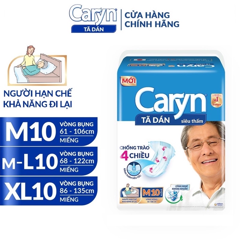 Tã Dán Siêu Thấm Caryn Size M / L / XL 10 Miếng
