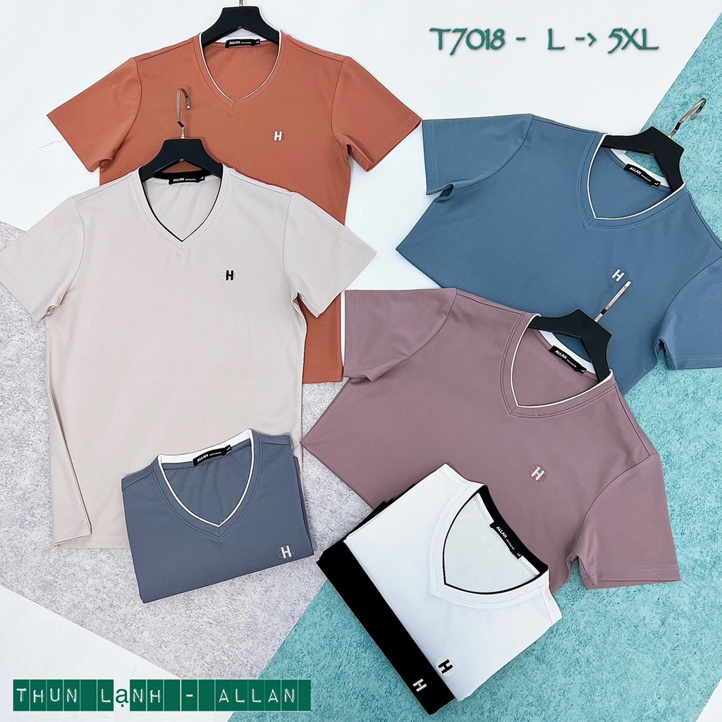 Áo thun thể thao nam vải thun lạnh cổ tim tay ngắn đẹp cao cấp SH MEN Allan-T7018