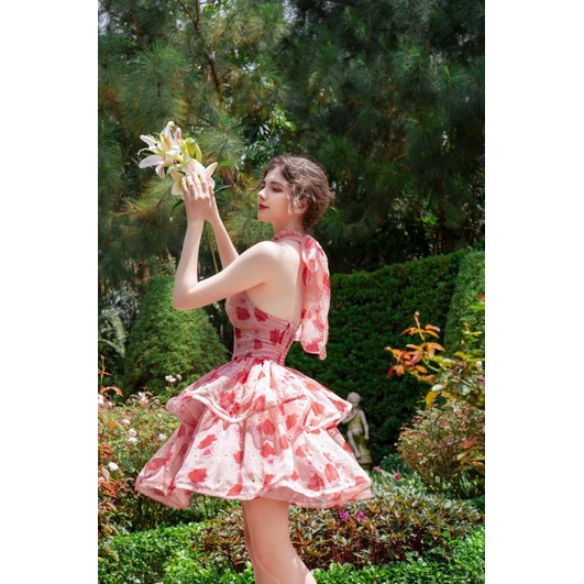 Bel Ange - Đầm voan tơ cổ yếm 2 tầng ROSE Dress